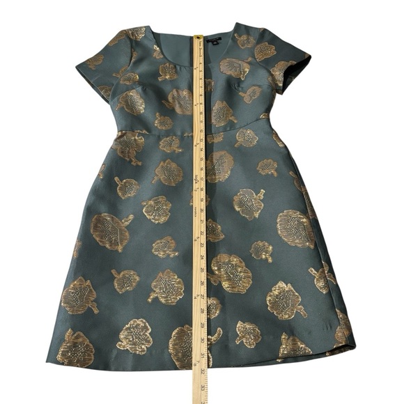 Ann Taylor Floral Gold Metallic Sheath Mini Dress Size 2P Party Cocktail Dressy - Picture 8 of 16